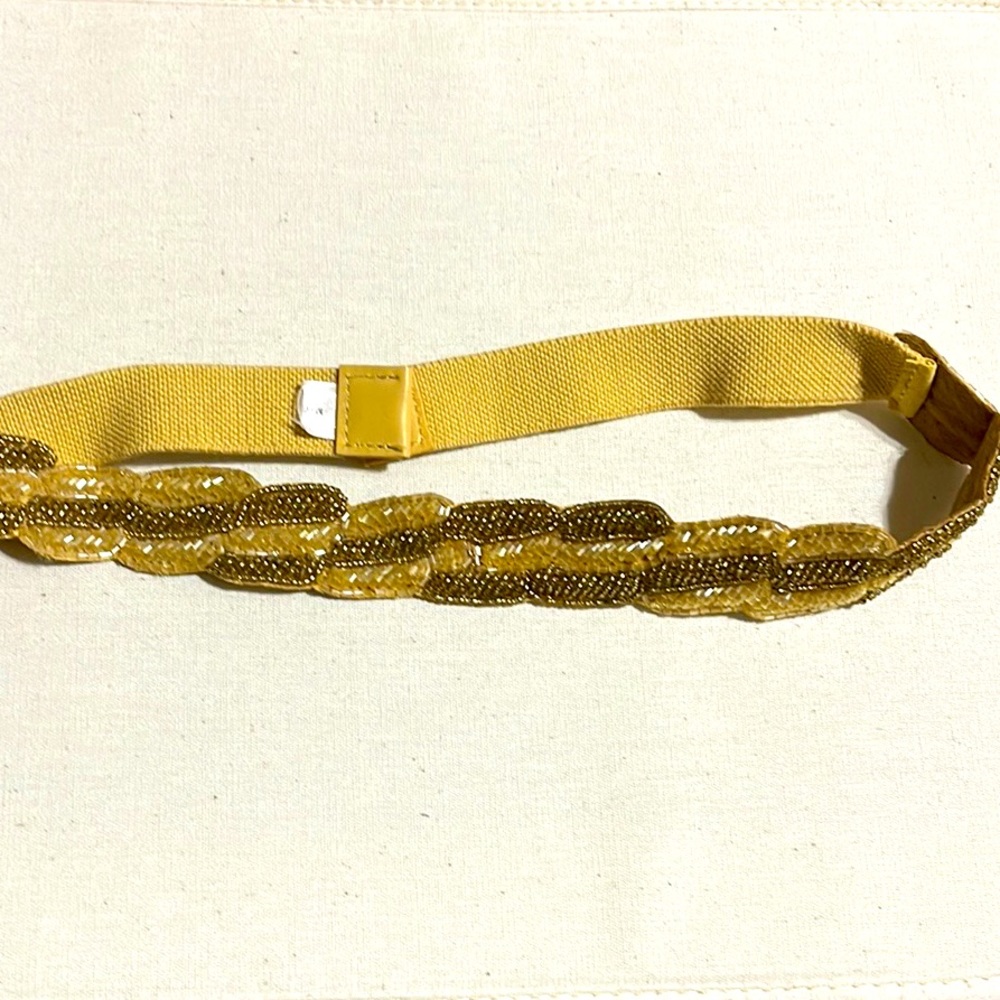 Anthropologie Beaded Belt Gold